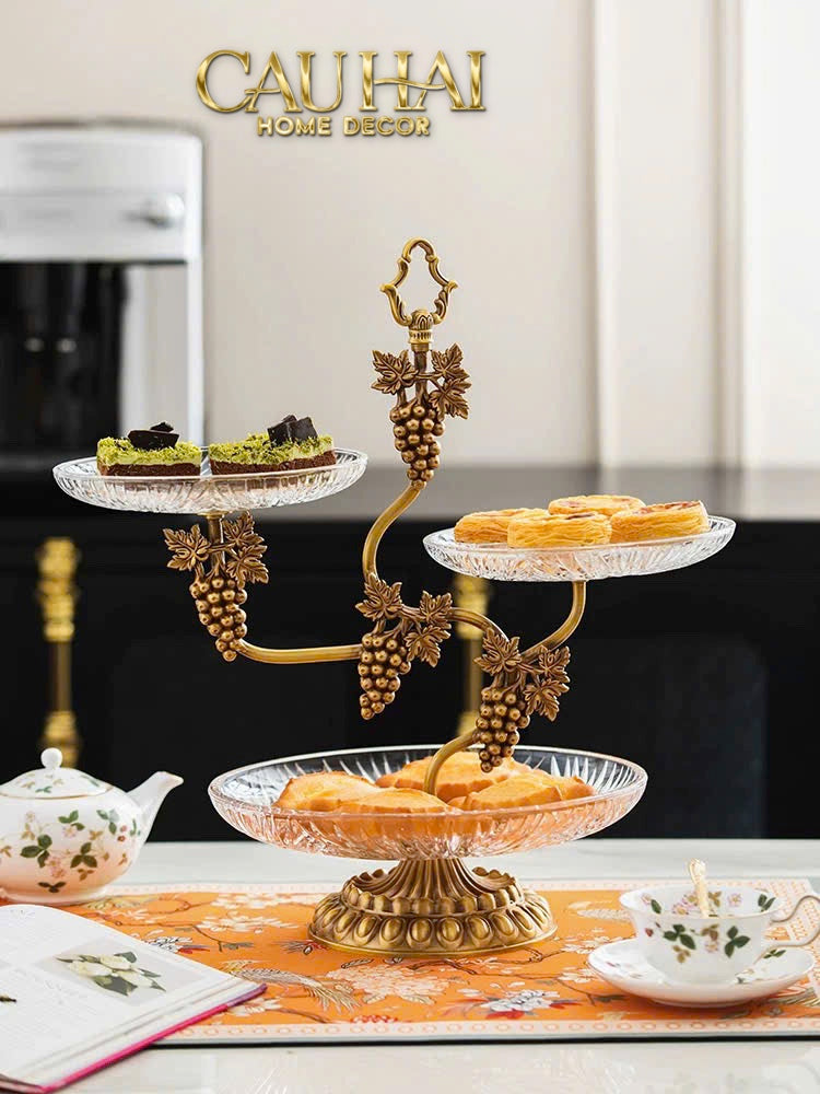Maison Couture - Đĩa 3 Tầng Présentoir à Raisin Triptyque Niveaux Ritual Of Dionysus Centerpiece H48-SET CHÉN DĨA-CẬU HAI HOME DECOR