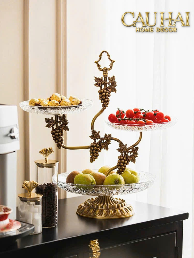 Maison Couture - Đĩa 3 Tầng Présentoir à Raisin Triptyque Niveaux Ritual Of Dionysus Centerpiece H48-SET CHÉN DĨA-CẬU HAI HOME DECOR