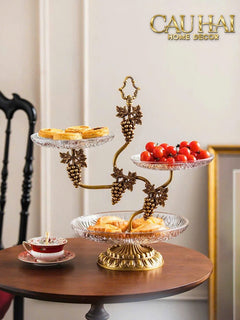 Maison Couture - Đĩa 3 Tầng Présentoir à Raisin Triptyque Niveaux Ritual Of Dionysus Centerpiece H48-SET CHÉN DĨA-CẬU HAI HOME DECOR