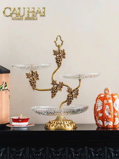 Maison Couture - Đĩa 3 Tầng Présentoir à Raisin Triptyque Niveaux Ritual Of Dionysus Centerpiece H48-SET CHÉN DĨA-CẬU HAI HOME DECOR
