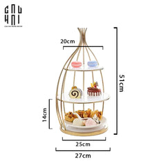 Maison Couture - Đĩa Bánh 3 Tầng Golden Cage Étagère Trois Niveaux 27x51-Đĩa Trái Cây-CẬU HAI HOME DECOR