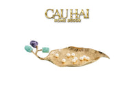 Maison Couture - Đĩa Chiếc Lá Đồng Đá Thạch Anh Lusso Gemstone Brasson Plateau D27x17-SET CHÉN DĨA-CẬU HAI HOME DECOR
