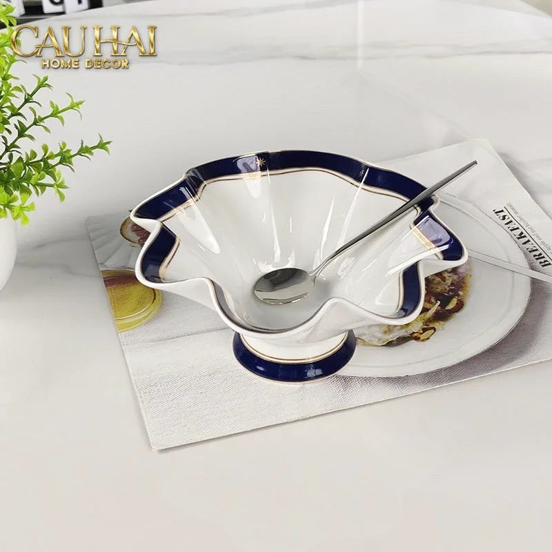 Maison Couture - Đĩa Trái Cây Belle Vie Luxe Blanc & Bleu Minuit Signature Fluid Plateau-SET CHÉN DĨA-CẬU HAI HOME DECOR