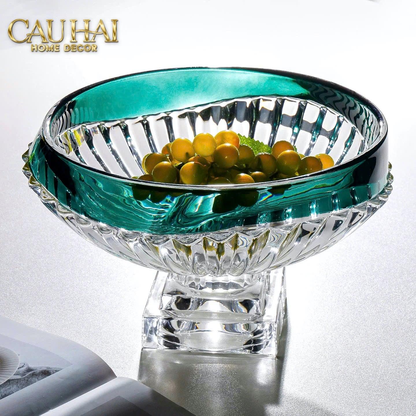 Maison Couture - Đĩa Trái Cây Pha Lê Màu Ngọc Lục Bảo Émeraude Cristalleries Fruit Bowl-SET CHÉN DĨA-CẬU HAI HOME DECOR