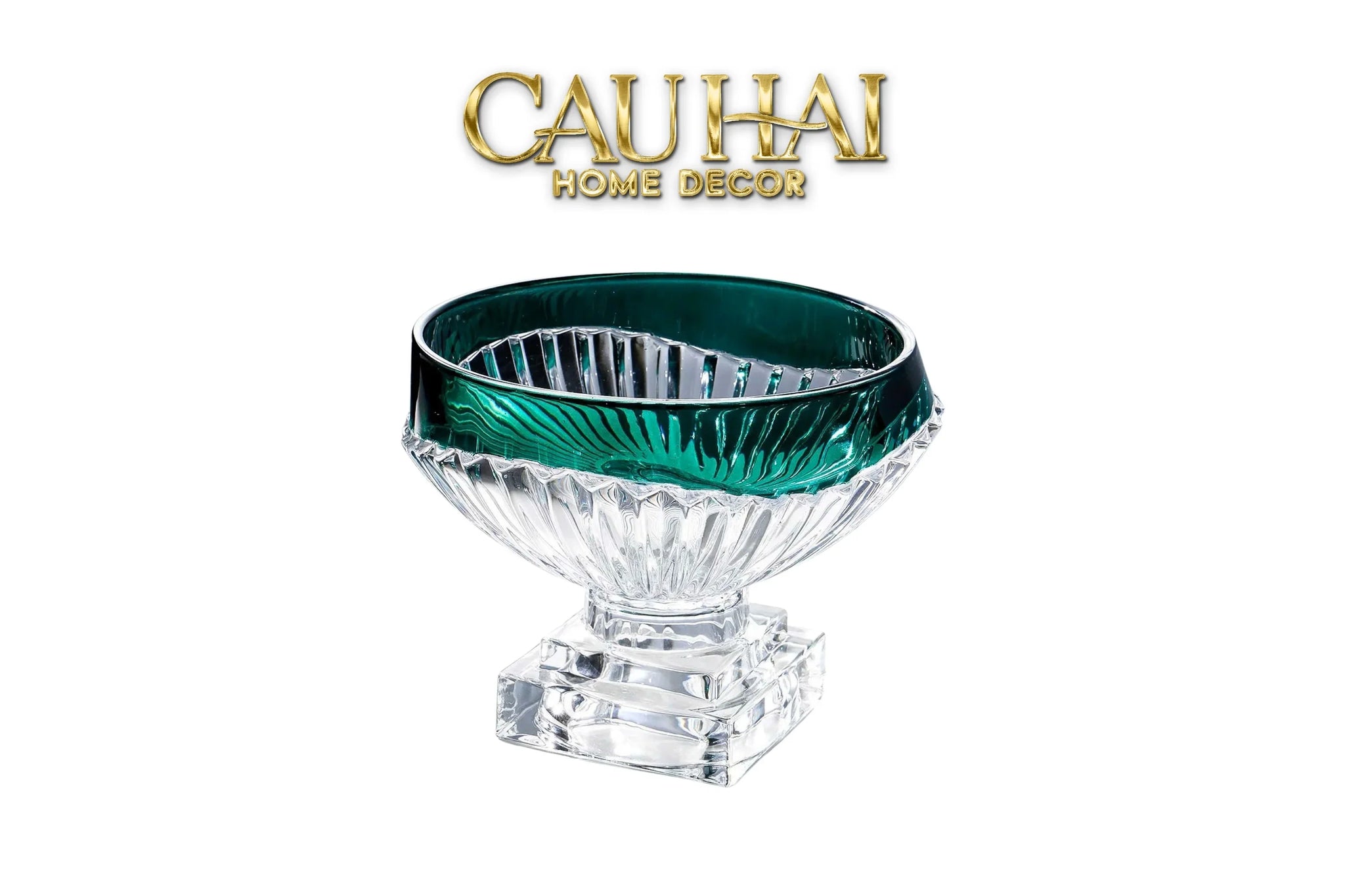 Maison Couture - Đĩa Trái Cây Pha Lê Màu Ngọc Lục Bảo Émeraude Cristalleries Fruit Bowl-SET CHÉN DĨA-CẬU HAI HOME DECOR