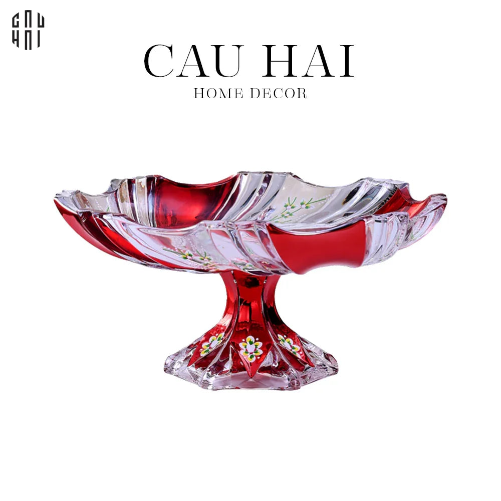 Maison Couture - Đĩa Trái Cây Pha Lê Ruby Cristalleries Crimson Peak Plateau 33x15-SET CHÉN DĨA-CẬU HAI HOME DECOR