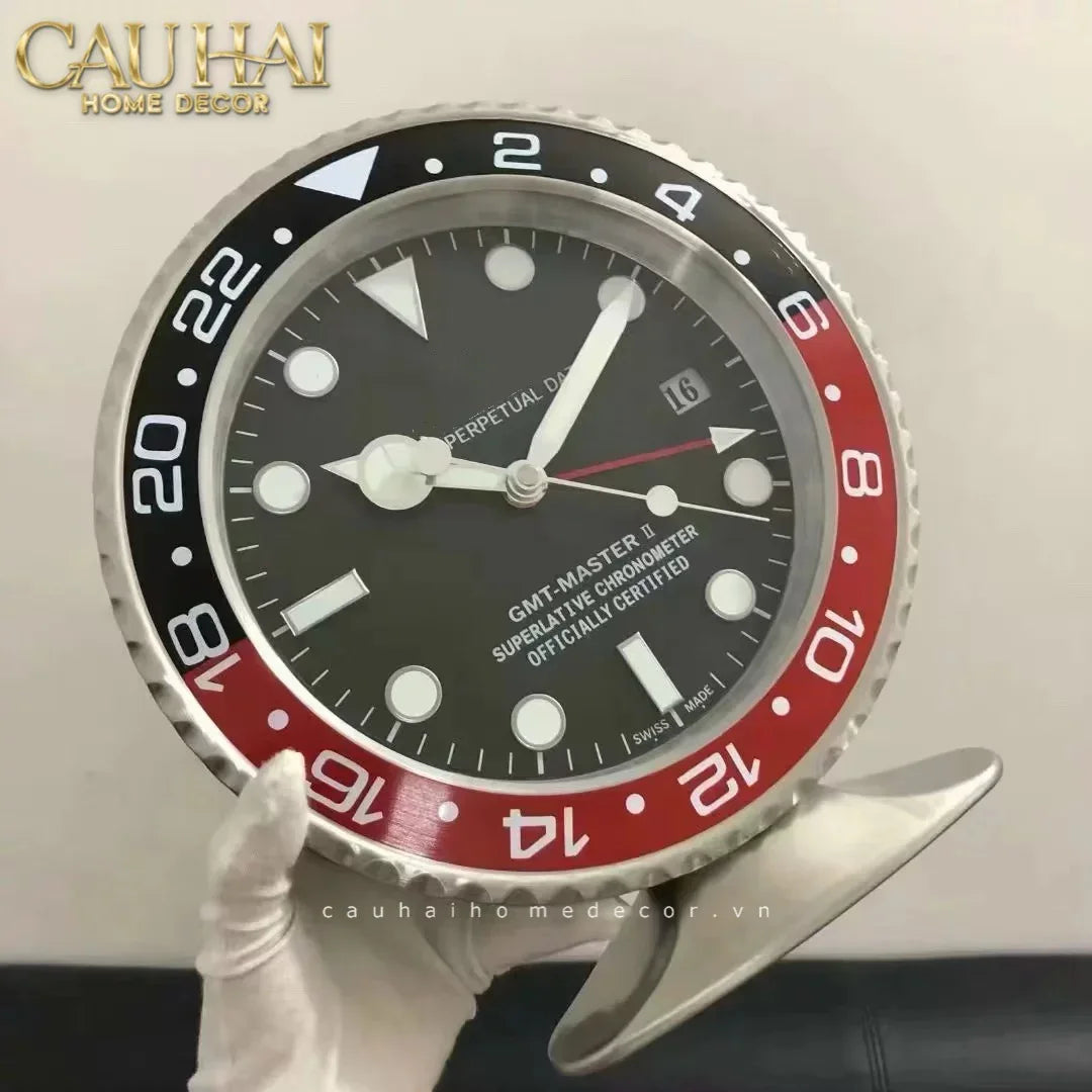 Maison Couture - Đồng Hồ Để Bàn Bản Đặc Biệt Timepiece Horloge Argent Rouge Desk Clock 10x16x29-Đồng hồ để bàn-CẬU HAI HOME DECOR