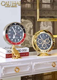 Maison Couture - Đồng Hồ Để Bàn Bản Đặc Biệt Timepiece Horloge Argent Rouge Desk Clock 10x16x29-Đồng hồ để bàn-CẬU HAI HOME DECOR