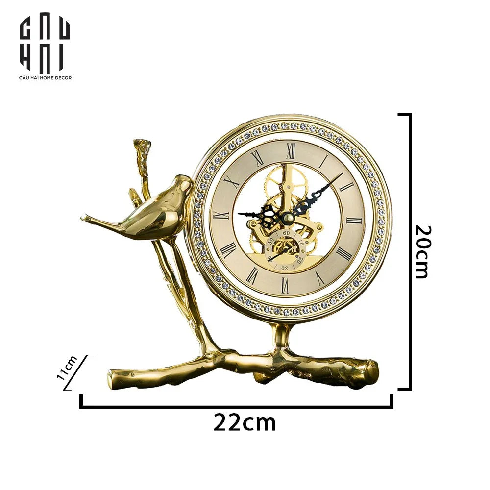 Maison Couture - Đồng Hồ Để Bàn Bằng Đồng Golden Empire Emperor Bird Of The Paradise Castle 11x22x20-CẬU HAI HOME DECOR