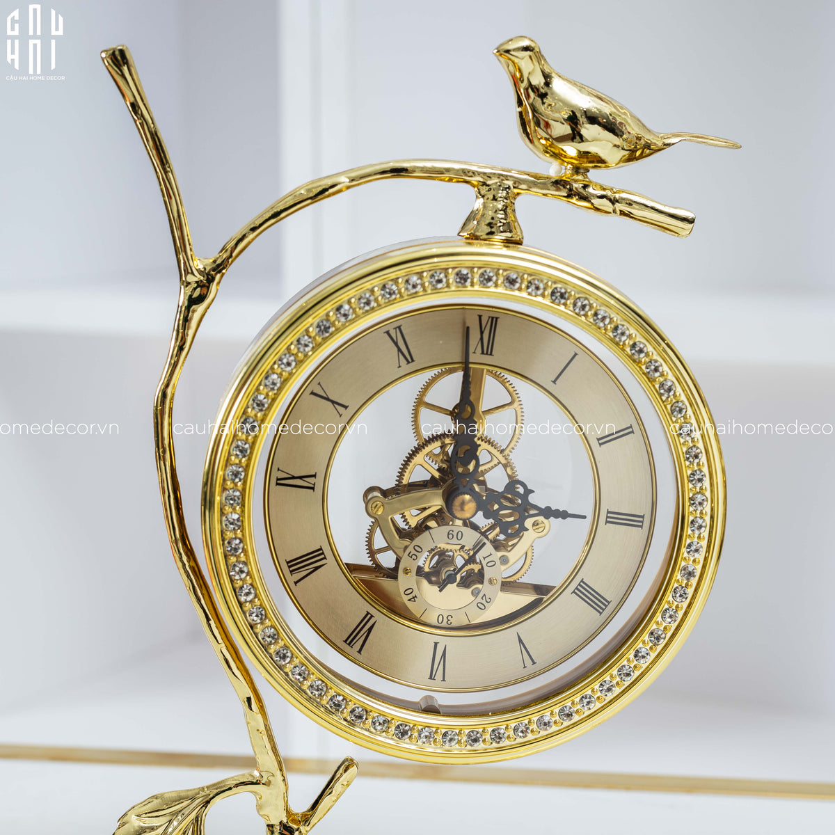 Maison Couture - Đồng Hồ Để Bàn Bằng Đồng Golden Empire Emperor Bird Of The Paradise Castle 11x22x20-Đồng hồ để bàn-CẬU HAI HOME DECOR-CẬU HAI HOME DECOR