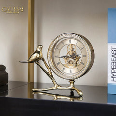 Maison Couture - Đồng Hồ Để Bàn Bằng Đồng Golden Empire Emperor Bird Of The Paradise Castle 11x22x20-CẬU HAI HOME DECOR