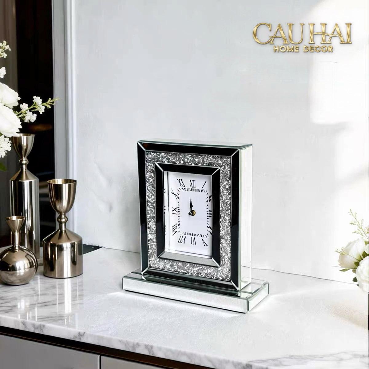Maison Couture - Đồng Hồ Để Bàn Mirror Starlight Pavé Cristal-Đồng hồ để bàn-CẬU HAI HOME DECOR-CẬU HAI HOME DECOR