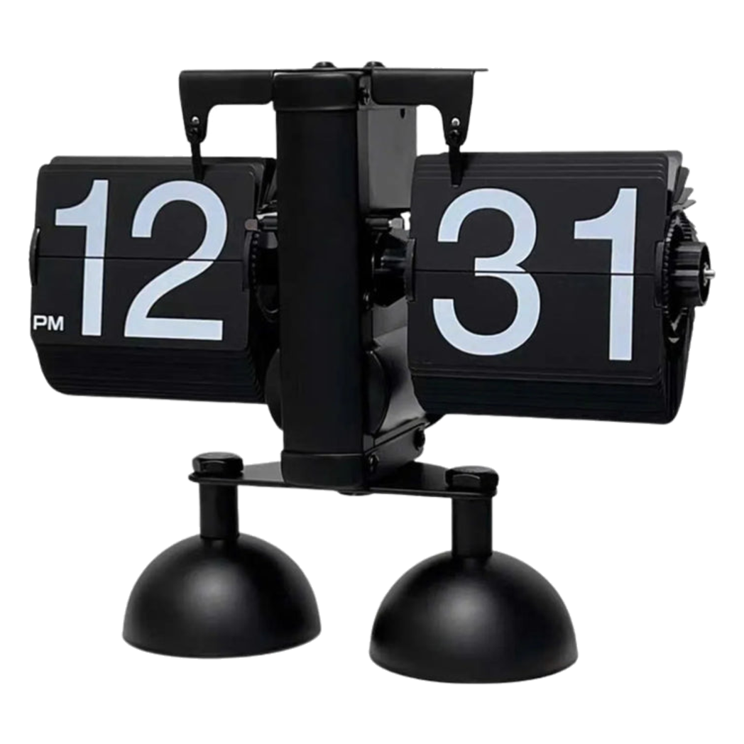 Đồng hồ lật retro bản 2 chân đen Flip Clock Savoire Twin-Base 17x21 - Cậu Hai Home Decor