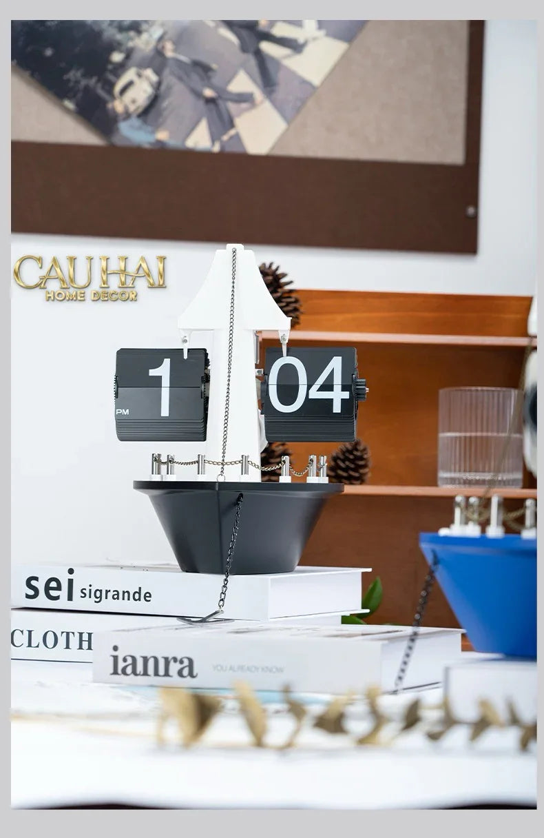 Maison Couture - Đồng Hồ Lật Retro Tàu Biển Flip Clock Cruise Ship 21x8x17-ĐỒNG HỒ-CẬU HAI HOME DECOR-CẬU HAI HOME DECOR