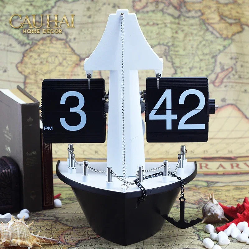 Maison Couture - Đồng Hồ Lật Retro Tàu Biển Flip Clock Cruise Ship 21x8x17-ĐỒNG HỒ-CẬU HAI HOME DECOR-CẬU HAI HOME DECOR