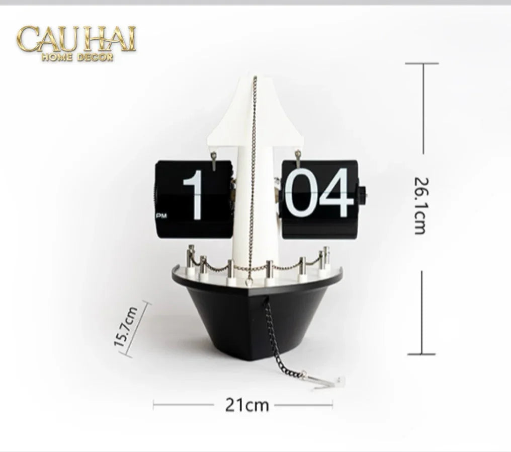 Maison Couture - Đồng Hồ Lật Retro Tàu Biển Flip Clock Cruise Ship 21x8x17-CẬU HAI HOME DECOR