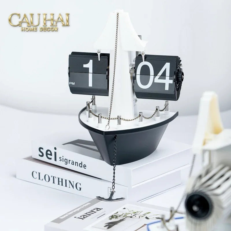 Maison Couture - Đồng Hồ Lật Retro Tàu Biển Flip Clock Cruise Ship 21x8x17-ĐỒNG HỒ-CẬU HAI HOME DECOR-CẬU HAI HOME DECOR