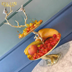 Maison Couture Elysian - Đĩa 2 Tầng Platinum Imperium Empire Deux Niveaux Étagère 33x60-Đĩa Trái Cây-CẬU HAI HOME DECOR