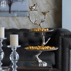 Maison Couture Elysian - Đĩa 2 Tầng Platinum Imperium Empire Deux Niveaux Étagère 33x60-Đĩa Trái Cây-CẬU HAI HOME DECOR