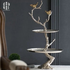Maison Couture Elysian - Đĩa 2 Tầng Platinum Imperium Empire Deux Niveaux Étagère 33x60-Đĩa Trái Cây-CẬU HAI HOME DECOR