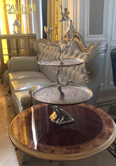 Maison Couture Elysian - Đĩa 2 Tầng Platinum Imperium Empire Deux Niveaux Étagère 33x60-Đĩa Trái Cây-CẬU HAI HOME DECOR