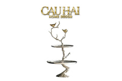 Maison Couture Elysian - Đĩa 2 Tầng Platinum Imperium Empire Deux Niveaux Étagère 33x60-Đĩa Trái Cây-CẬU HAI HOME DECOR