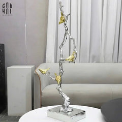 Maison Couture Elysian - Tượng Nhánh Cây Đồng Mạ Bạc Platinum Argente Imperium Jardin 25x70-TƯỢNG TRANG TRÍ-CẬU HAI HOME DECOR