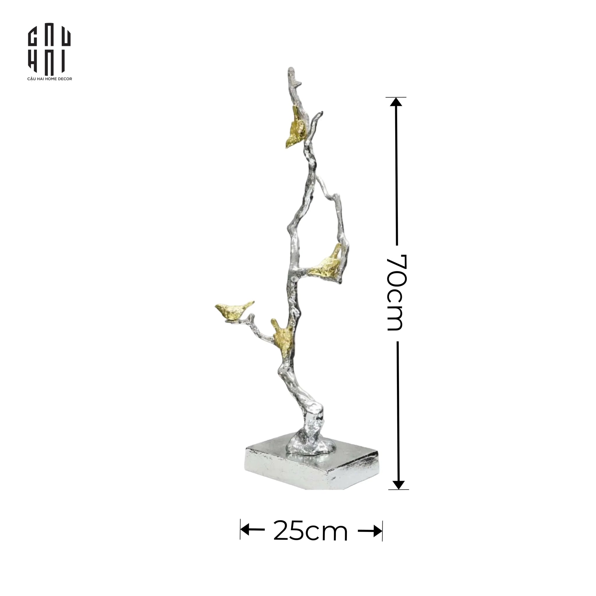 Maison Couture Elysian - Tượng Nhánh Cây Đồng Mạ Bạc Platinum Argente Imperium Jardin 25x70-TƯỢNG TRANG TRÍ-CẬU HAI HOME DECOR