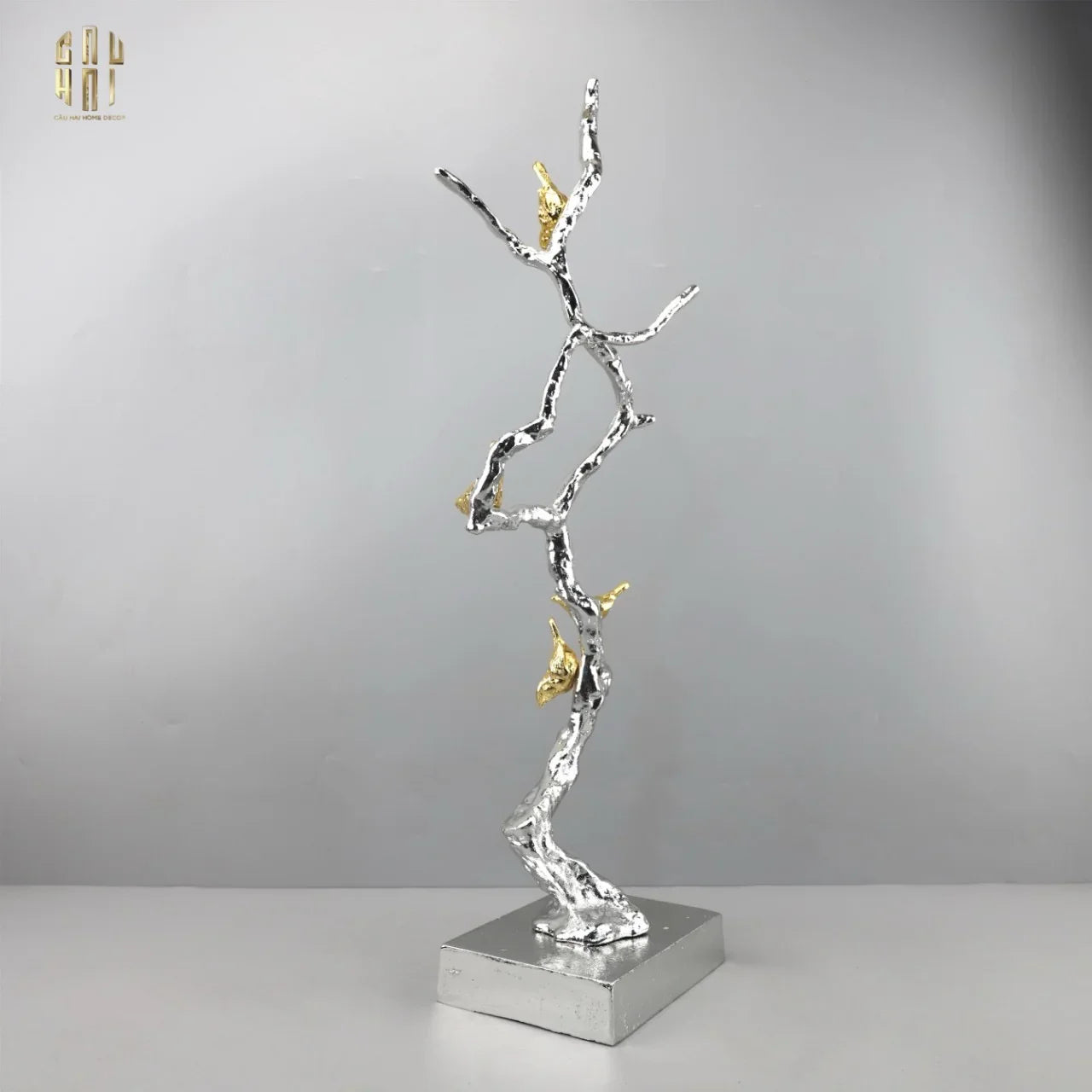 Maison Couture Elysian - Tượng Nhánh Cây Đồng Mạ Bạc Platinum Argente Imperium Jardin 25x70-TƯỢNG TRANG TRÍ-CẬU HAI HOME DECOR
