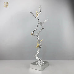 Maison Couture Elysian - Tượng Nhánh Cây Đồng Mạ Bạc Platinum Argente Imperium Jardin 25x70-TƯỢNG TRANG TRÍ-CẬU HAI HOME DECOR