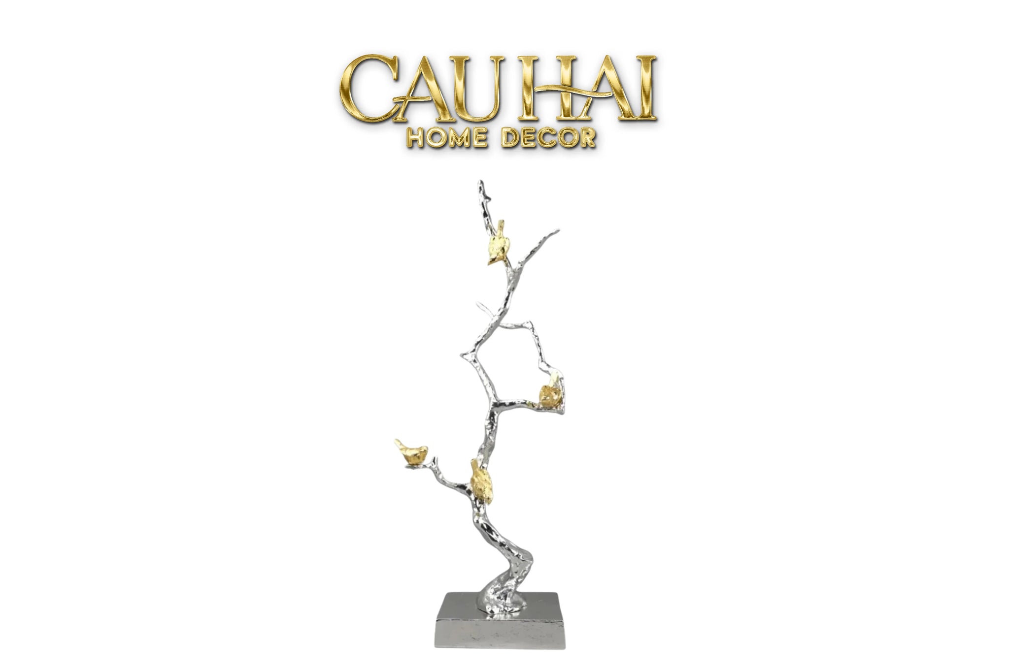 Maison Couture Elysian - Tượng Nhánh Cây Đồng Mạ Bạc Platinum Argente Imperium Jardin 25x70-TƯỢNG TRANG TRÍ-CẬU HAI HOME DECOR