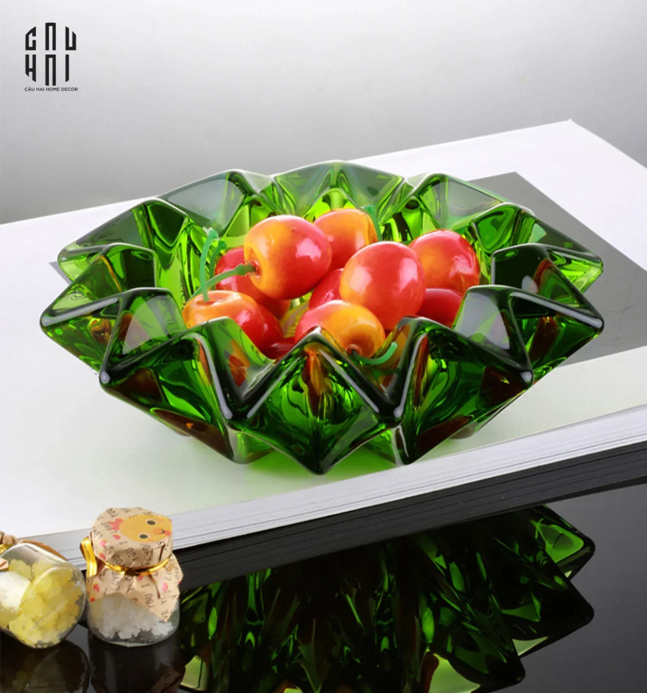 Maison Couture - Gạt Tàn Pha Lê Lục Bảo Émeraude Cristalleries Décor Ashtrays S9-Gạt Tàn-CẬU HAI HOME DECOR