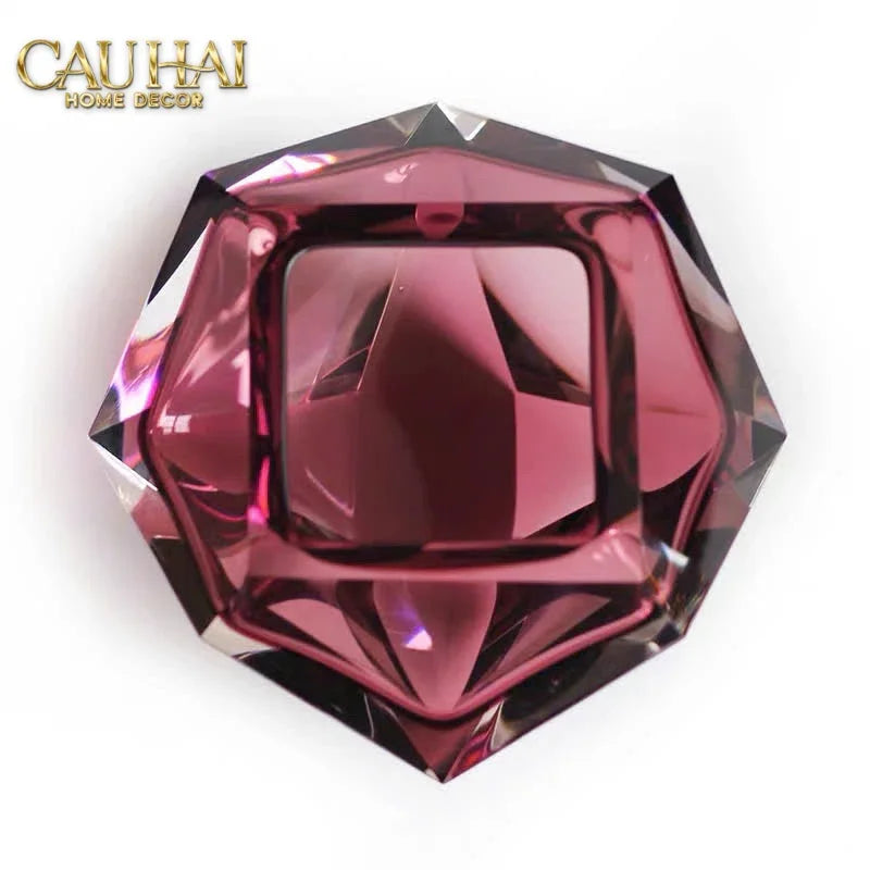 Maison Couture - Gạt Tàn Pha Lê Ruby Cristallerie Rouge Ambré Diamant Ashtray 7x14-Gạt Tàn-CẬU HAI HOME DECOR