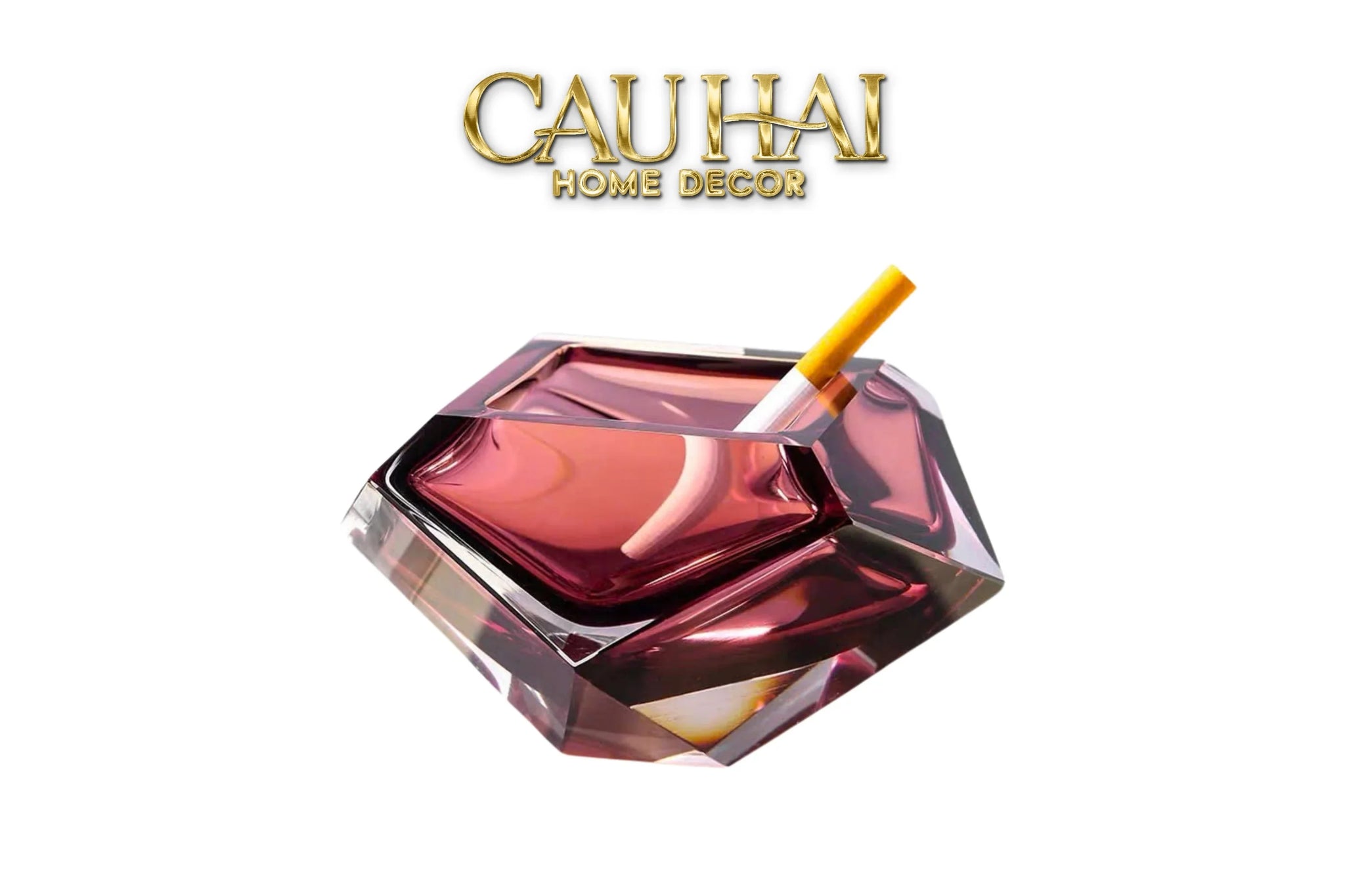 Maison Couture - Gạt Tàn Pha Lê Ruby Cristallerie Rouge Ambré Diamant Ashtray 7x14-Gạt Tàn-CẬU HAI HOME DECOR