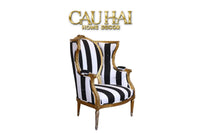 Maison Couture - Ghế Bành Fauteuil Louis XVI Medallion Rayé Bois Doré-NỘI THẤT-CẬU HAI HOME DECOR
