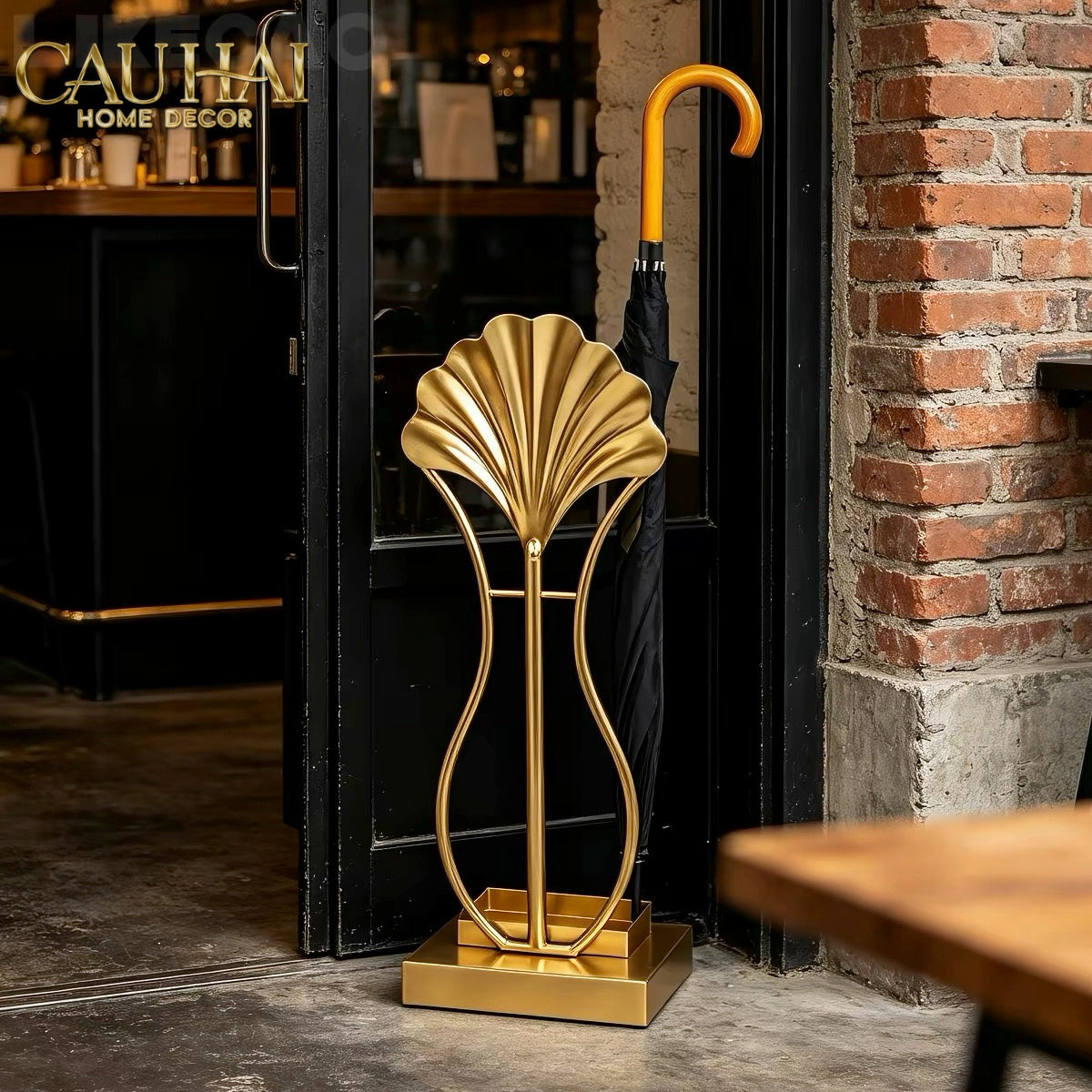Maison Couture - Giá Để Ô Kim Loại Ginkgo Sculptural D'Or H89-Giá để ô-CẬU HAI HOME DECOR-CẬU HAI HOME DECOR