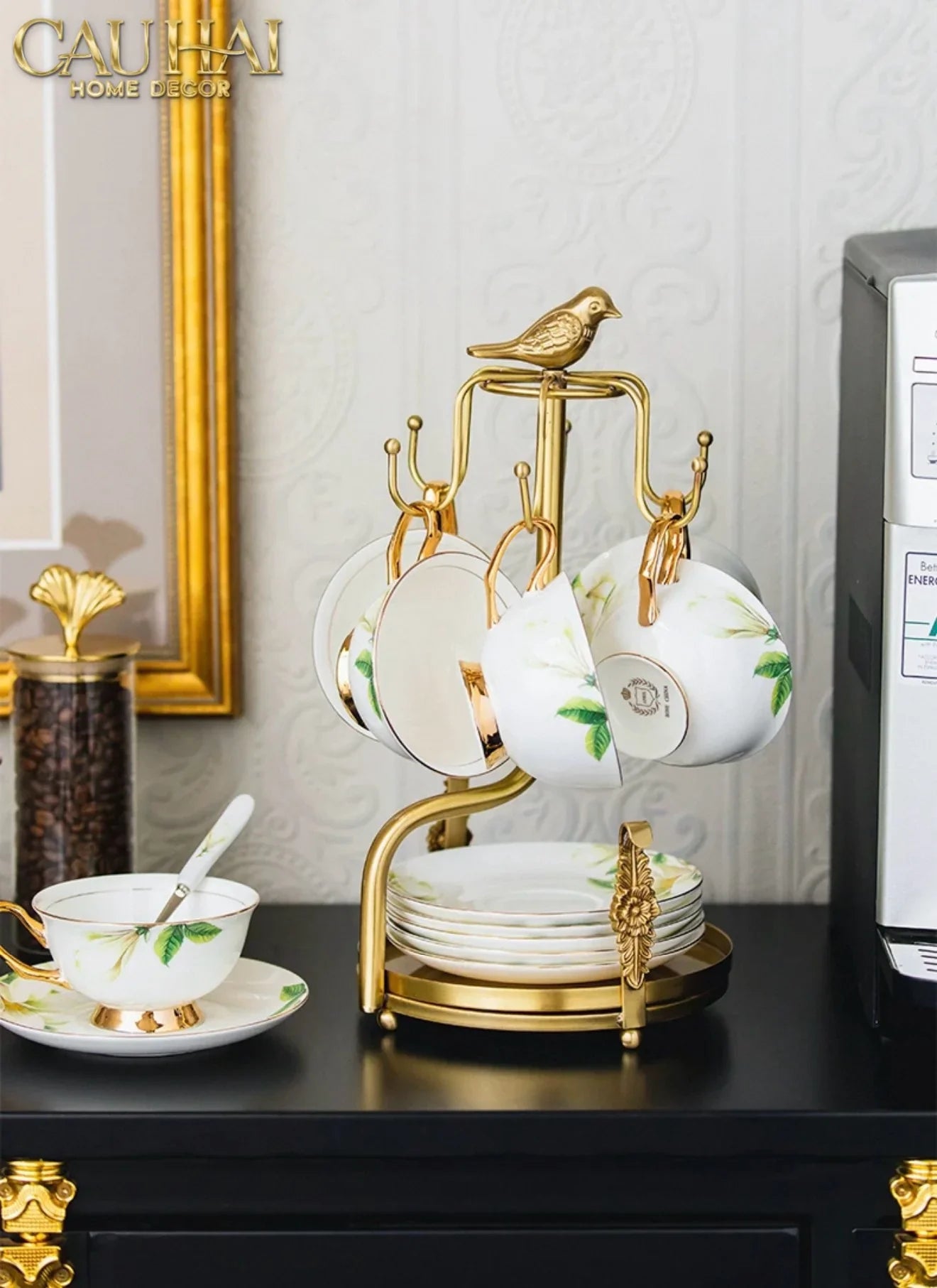 Maison Couture - Giá Treo Tách Trà Bằng Đồng Emperor Bird Cup Stand H36-BỘ BÌNH TRÀ-CẬU HAI HOME DECOR