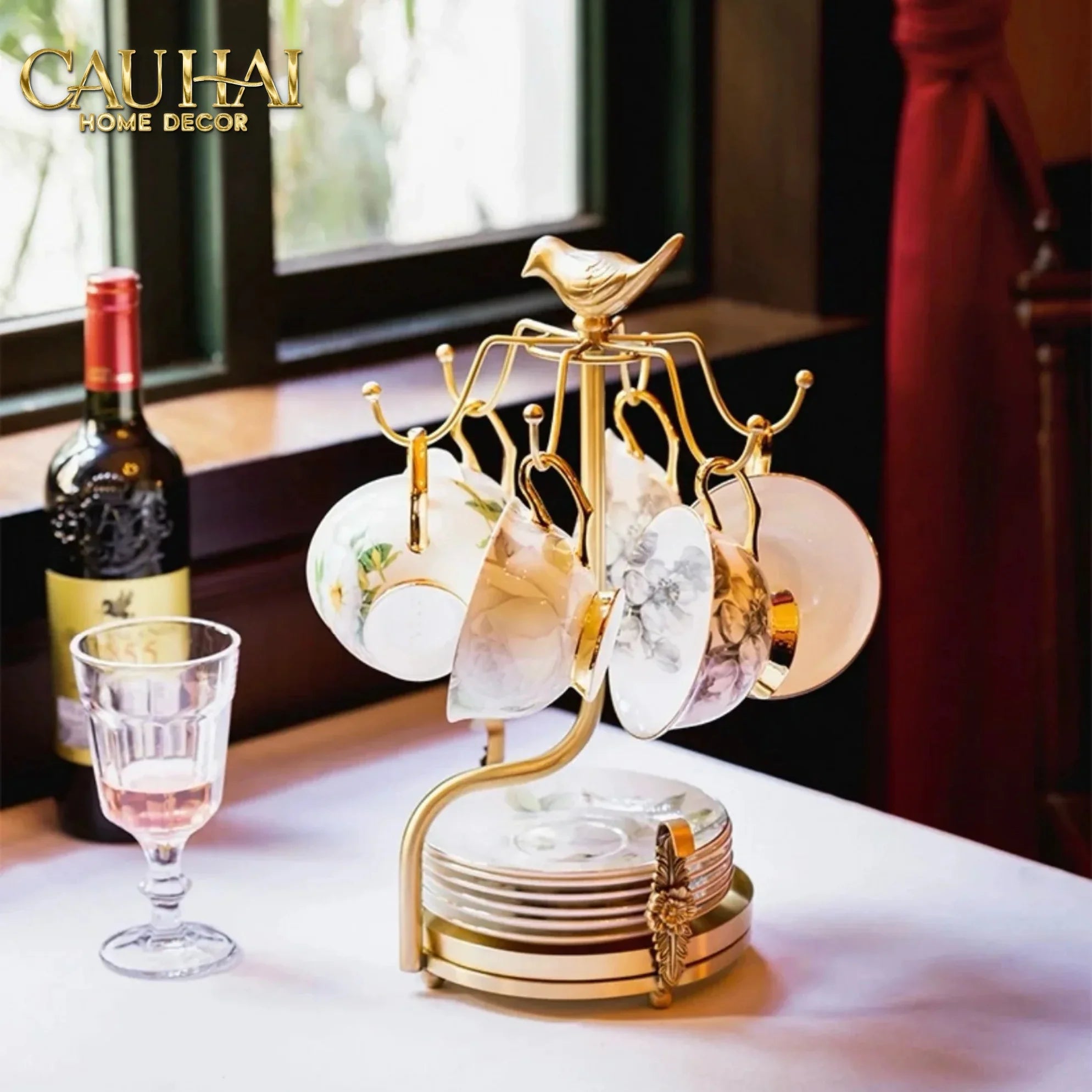 Maison Couture - Giá Treo Tách Trà Bằng Đồng Emperor Bird Cup Stand H36-CẬU HAI HOME DECOR