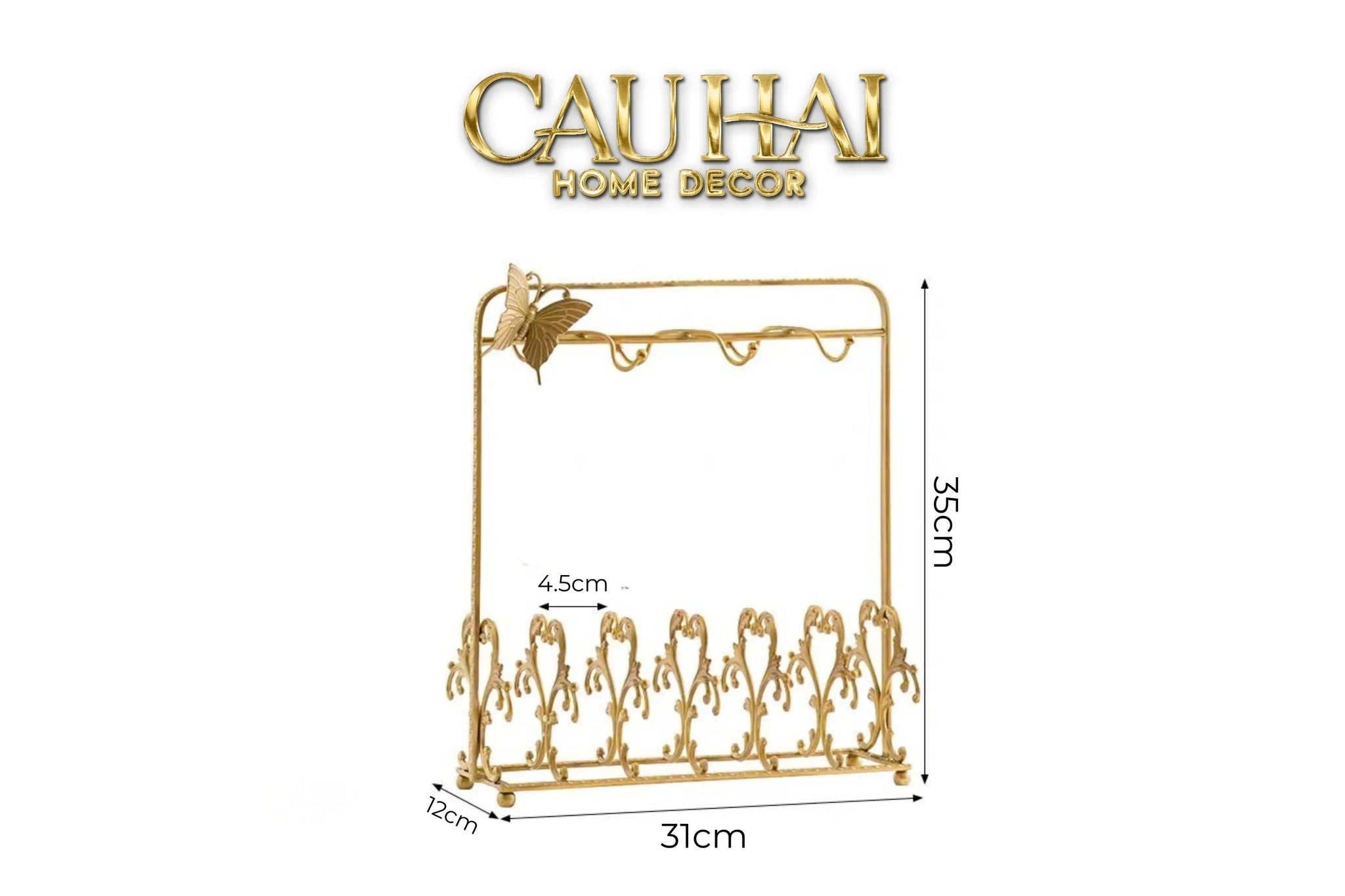 Maison Couture - Giá Treo Tách Trà Bằng Đồng Présentoir de Tasses Papillon en Laiton Doré 31x35-BỘ BÌNH TRÀ-CẬU HAI HOME DECOR