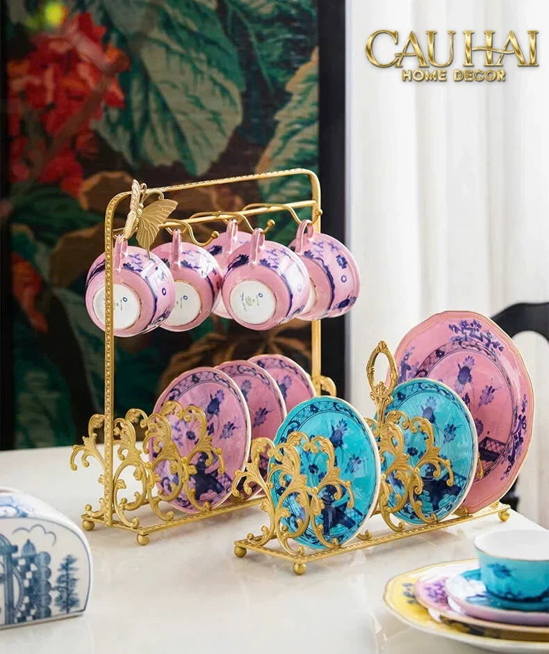 Maison Couture - Giá Treo Tách Trà Bằng Đồng Présentoir de Tasses Papillon en Laiton Doré 31x35-BỘ BÌNH TRÀ-CẬU HAI HOME DECOR