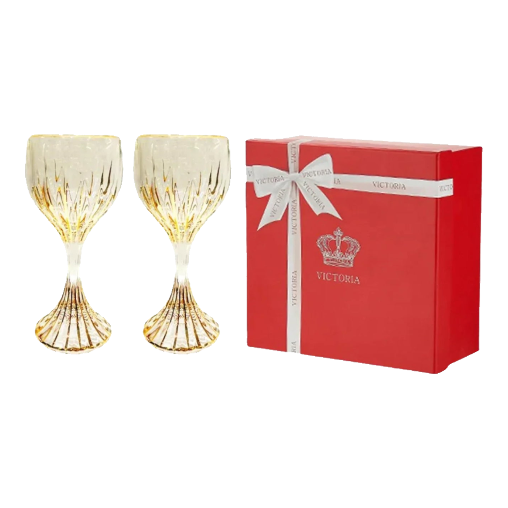 Maison Couture - Gift Set 2 Ly Pha Lê Vino Russo BCR Victoria Cristalleries Glasses