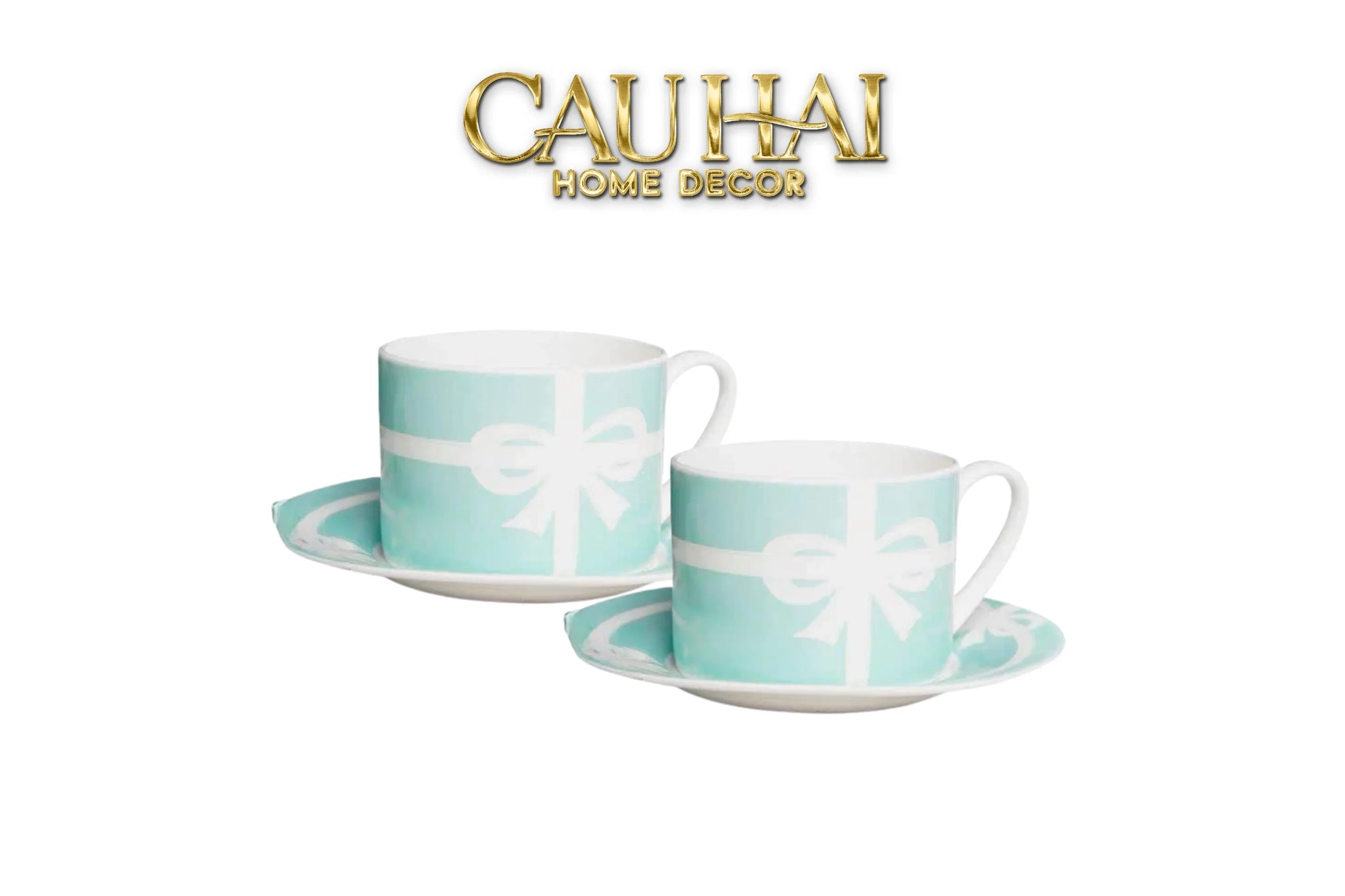 Maison Couture - Gift Set 2 Tách Trà Élégance Turquoise Ribbon 4Pcs-SET BÌNH TRÀ-CẬU HAI HOME DECOR