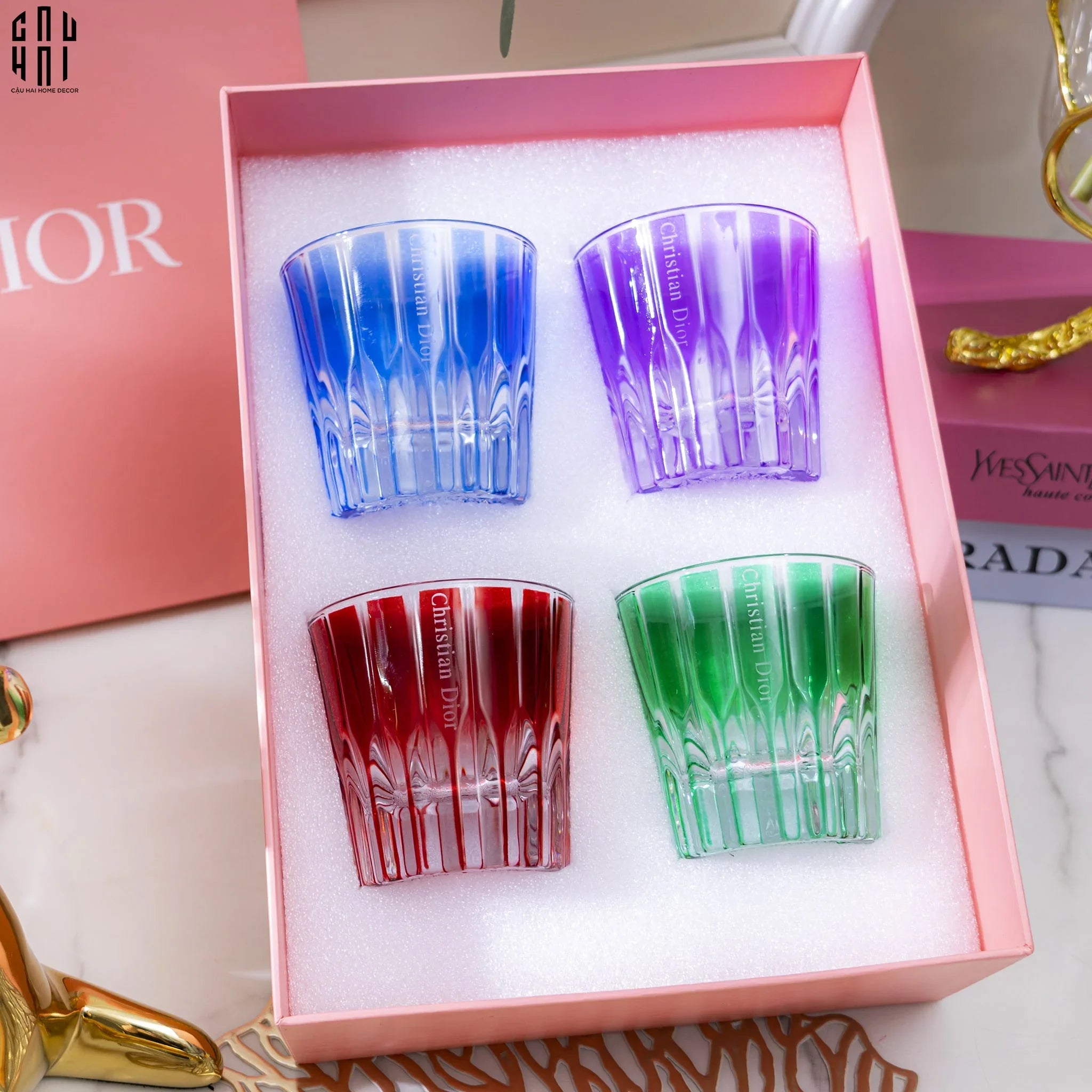 Maison Couture - Gift Set 4 Ly Pha Lê Cristallerie Atélier Rosé Calisson 200ML-LY THỦY TINH-CẬU HAI HOME DECOR