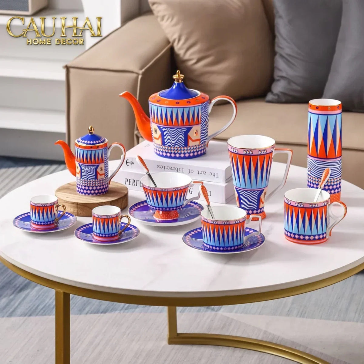 Maison Couture – Gift Set Bình Trà 6 Tách - Prismatique Royale Arlequin 13pcs.-SET BÌNH TRÀ-Đối tác tại Trung Quốc theo từng đơn đặt hàng-CẬU HAI HOME DECOR