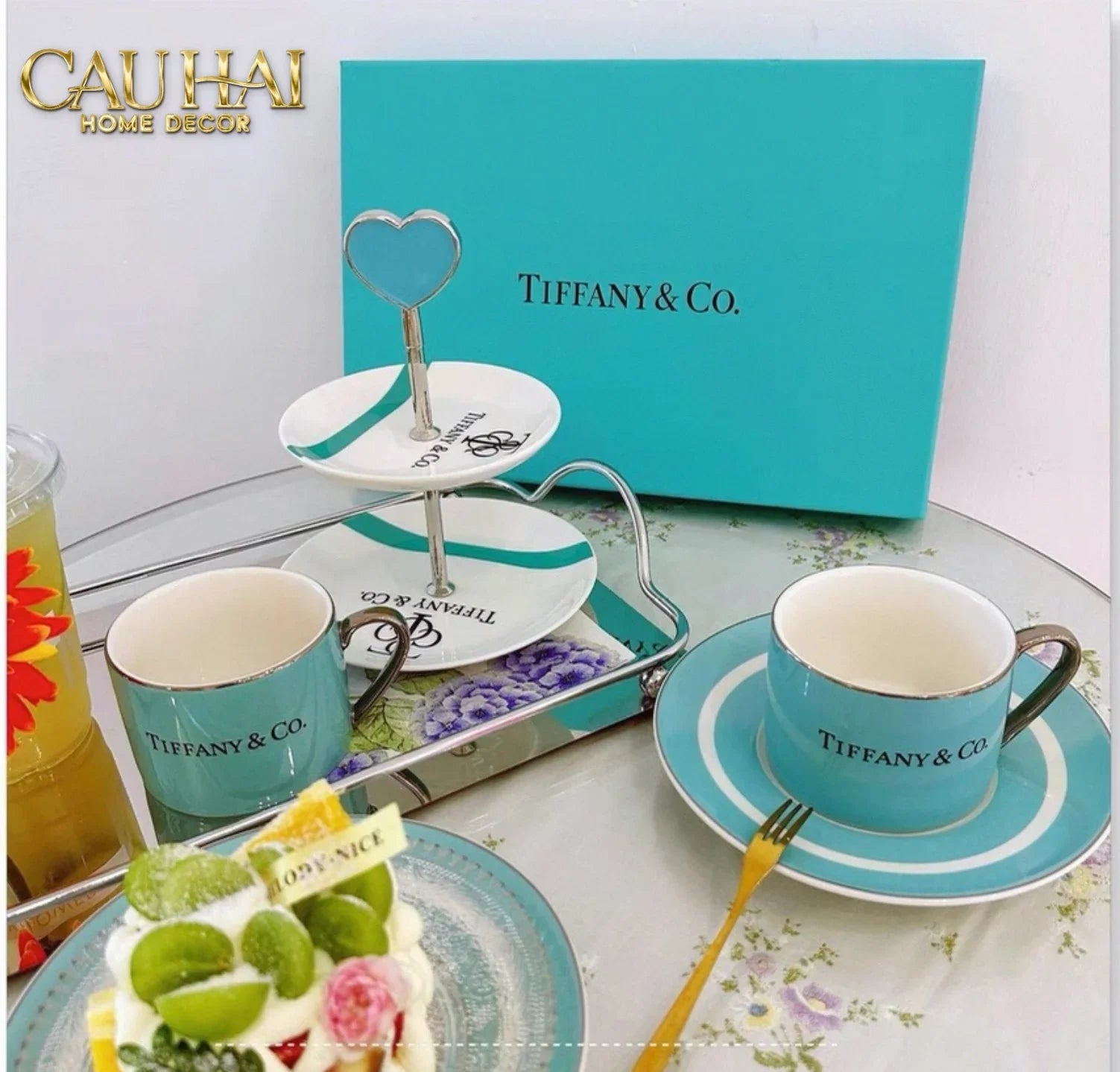 Maison Couture - Gift Set Bình Trà Chiều British Heritage Turquoise Élegance Afternoon Tea Set 5pcs-SET BÌNH TRÀ-CẬU HAI HOME DECOR