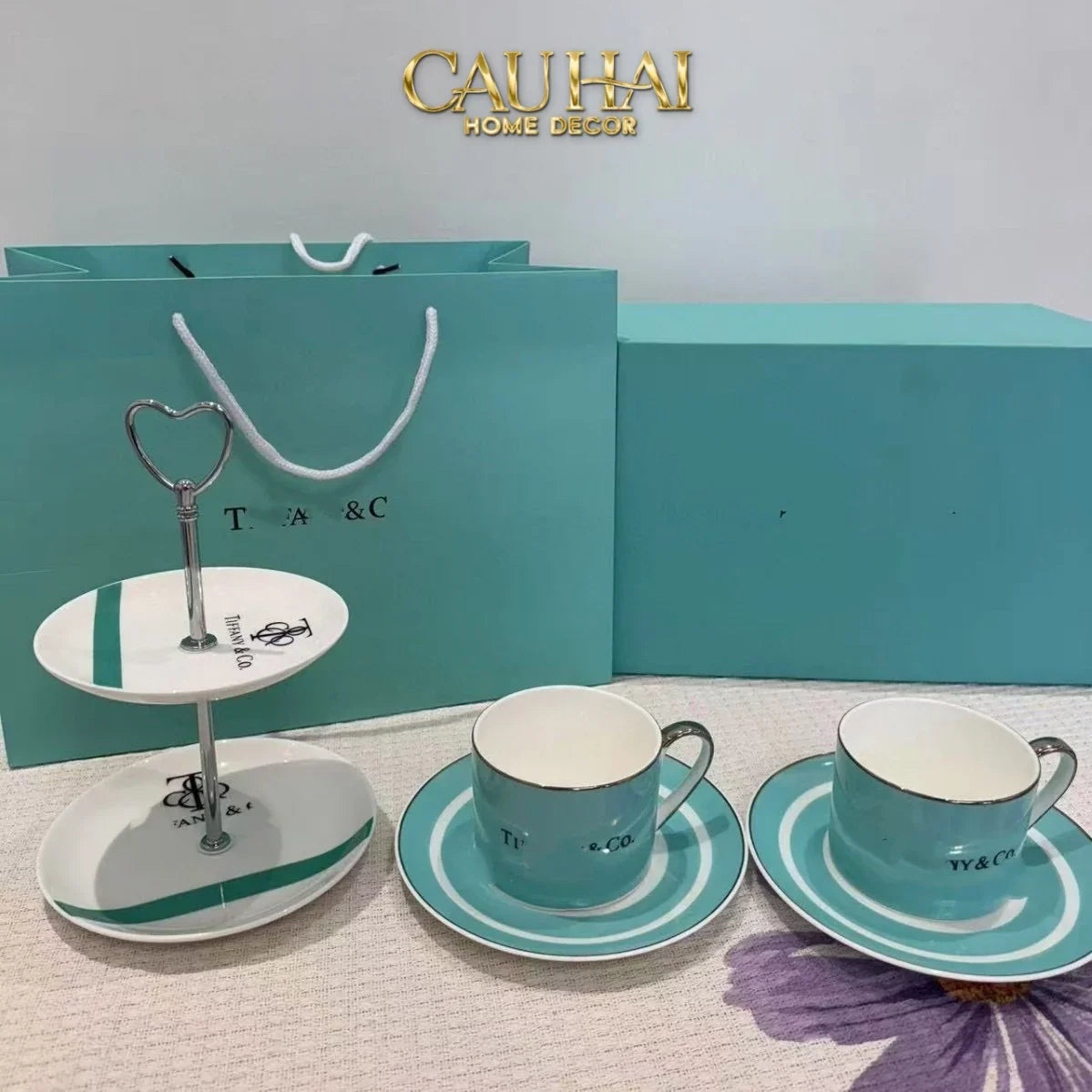Maison Couture - Gift Set Bình Trà Chiều British Heritage Turquoise Élegance Afternoon Tea Set 5pcs-SET BÌNH TRÀ-CẬU HAI HOME DECOR