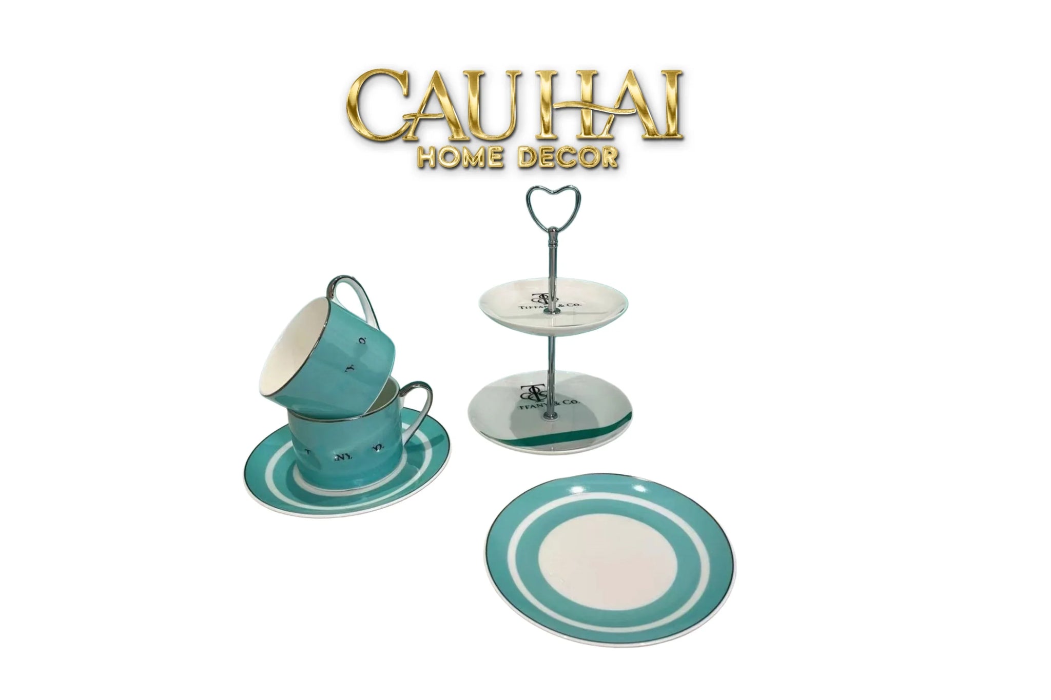 Maison Couture - Gift Set Bình Trà Chiều British Heritage Turquoise Élegance Afternoon Tea Set 5pcs-SET BÌNH TRÀ-CẬU HAI HOME DECOR