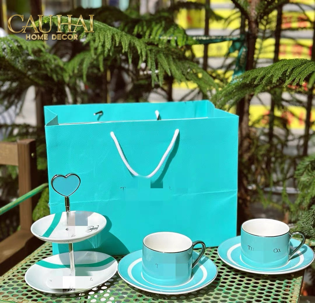 Maison Couture - Gift Set Bình Trà Chiều British Heritage Turquoise Élegance Afternoon Tea Set 5pcs-SET BÌNH TRÀ-Đối tác tại Trung Quốc theo từng đơn đặt hàng-CẬU HAI HOME DECOR