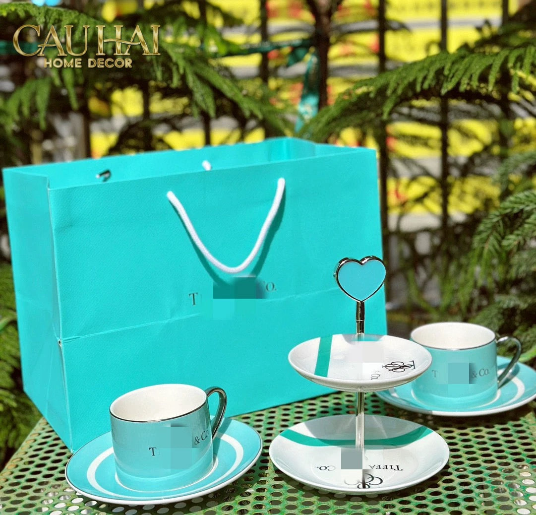 Maison Couture - Gift Set Bình Trà Chiều British Heritage Turquoise Élegance Afternoon Tea Set 5pcs-SET BÌNH TRÀ-Đối tác tại Trung Quốc theo từng đơn đặt hàng-CẬU HAI HOME DECOR