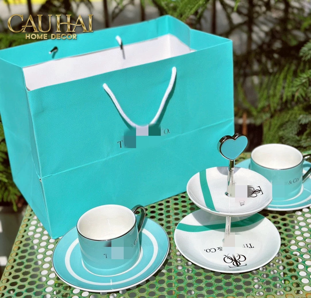 Maison Couture - Gift Set Bình Trà Chiều British Heritage Turquoise Élegance Afternoon Tea Set 5pcs-SET BÌNH TRÀ-Đối tác tại Trung Quốc theo từng đơn đặt hàng-CẬU HAI HOME DECOR